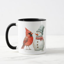 Süßer Schneemann mit Vogel Winter Weihnachtsszene
