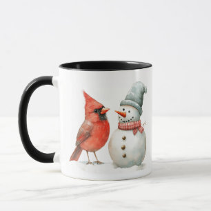 Süßer Schneemann mit Vogel Winter Weihnachtsszene Tasse