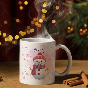Süßer Schneemann personalisierter Name Weihnachten Kaffeetasse