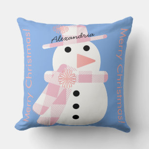 Süßer Schneemann Persönliche Frohe Weihnachten Kissen