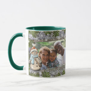 Süßer Schneemann Rahmen Foto Urlaub  Tasse