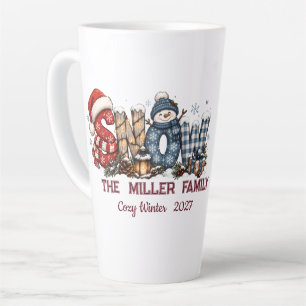 Süßer Schneemann Winter Persönlicher Familienname Milchtasse