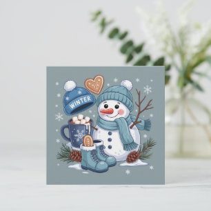 Süßer Schneemann Winterstimmung Weihnachten Ferien Einladung