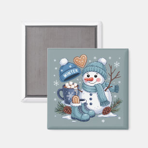 Süßer Schneemann Winterstimmung Weihnachten Magnet
