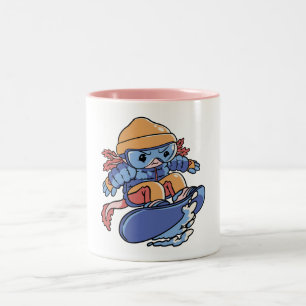 Süßer Schneesport Axolotl – Winter-Sport-Cartoon Zweifarbige Tasse