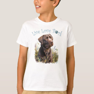 Süßer Schokoladen-Labrador-Hund Blumen T-Shirt