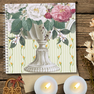 Süßer schöner retro Blumentopf grün rosa Streifen Notizbuch