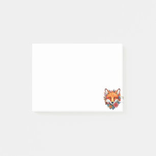 Süßer Schöner Wasserfarben-Fuchs-Blume Post-it Klebezettel