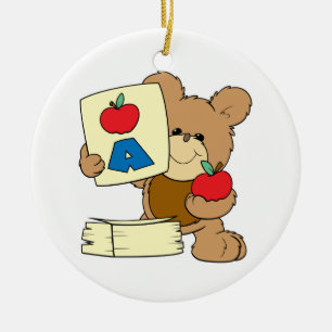 Süßer Schul-Teddybär A ist für Apfel Keramik Ornament