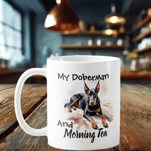 Süßer Schwarz auf Weiß ''Mein Dobermann & Tee Kaffeetasse