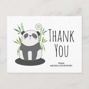 Süßer Schwarz-Weiß-Panda in Bambus Danke Postkarte