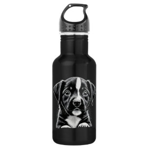 Süßer Schwarz-Weiß-Welpe – Wasserflasche für Hunde