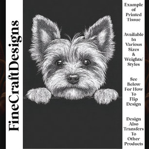 Süßer Schwarz & Weiß Yorkshire Terrier T5 Decoupag Seidenpapier