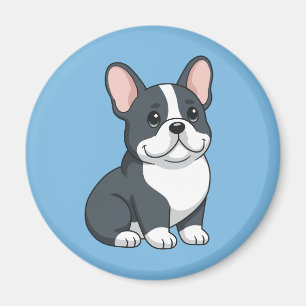 Süßer schwarz-weißer Französische Bulldogge-Welpe Magnet