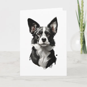 Süßer schwarz-weißer Hund Welpe Leere Grußkarte Karte
