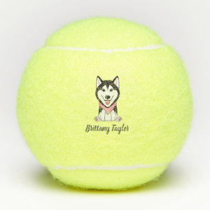 Süßer schwarz-weißer Husky-Hund Tennisbälle