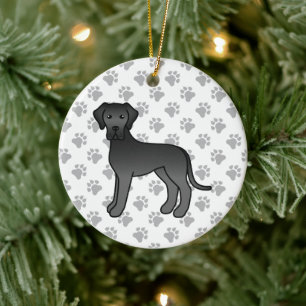 Süßer schwarzer Cartoon-Hund der Rasse Deutsche Do Keramik Ornament