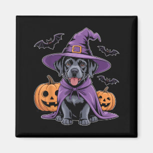 Süßer schwarzer Hund Hexe Halloween-Kürbisse und F Magnet