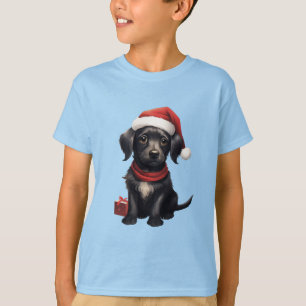 Süßer schwarzer Hund zu Weihnachten T-Shirt