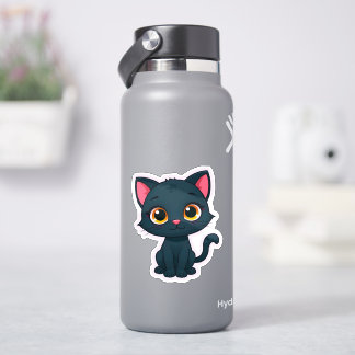 Süßer schwarzer Katzenaufkleber – Kawaii Cartoon-K Aufkleber