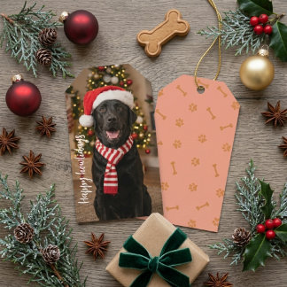 Süßer schwarzer Labradoodle mit Weihnachtsmannmütz Geschenkanhänger