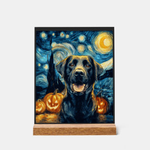 Süßer schwarzer Labrador-Hund Halloween Jack O Lan Acrylschild
