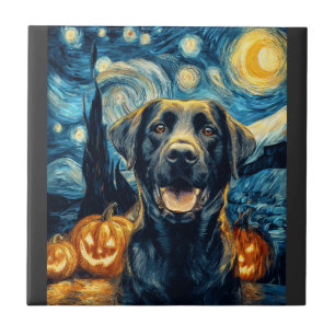 Süßer schwarzer Labrador-Hund Halloween Jack O Lan Fliese