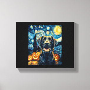 Süßer schwarzer Labrador-Hund Halloween Jack O Lan Leinwanddruck