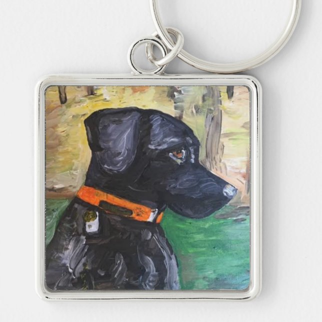 Süßer schwarzer Labrador-Schlüsselanhänger durch Schlüsselanhänger (Vorne)