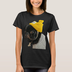 Süßer schwarzer PUG-Aufkleber Klassisch 136 T-Shirt