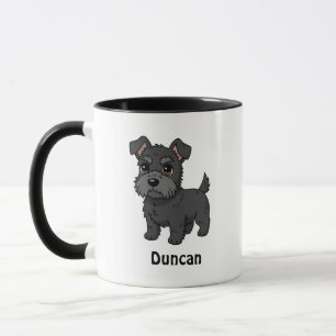 Süßer schwarzer schottischer Terrier-Hund mit indi Tasse