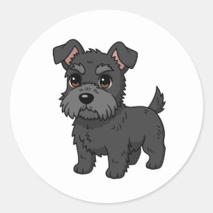 Süßer schwarzer schottischer Terrier-Hund Runder Aufkleber