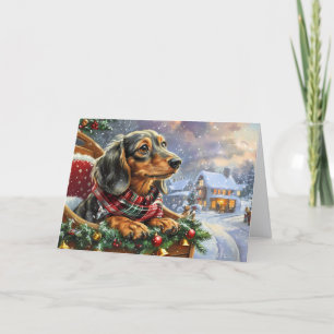 Süßer schwarzer und brauner Dachshund Weihnachten