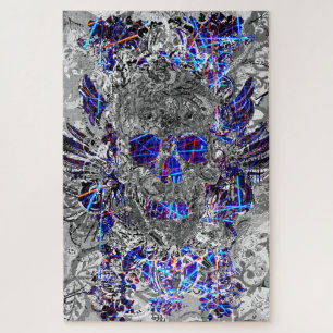 Süßer schwarzer weißer bunter Neon-Totenkopf
