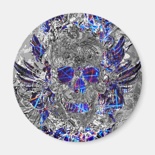 Süßer schwarzer weißer bunter Neon-Totenkopf Magnet