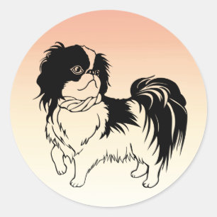 Süßer Schwarzweiss-Hund auf orange Aufkleber