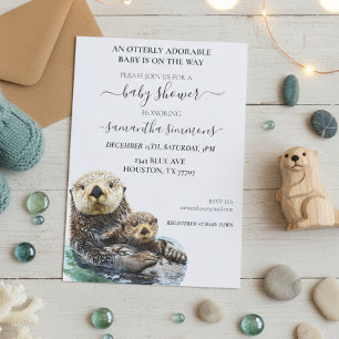 Süßer Seeotter-Baby-Party-Einladung Aquarell Einladung