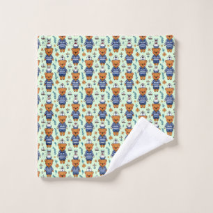 Süßer Segel-Bär ⚓🐻 Navy-Streifen Babystil Waschlappen