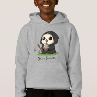 Süßer Sensenmann beim Trinken von Boba-Tee Hoodie
