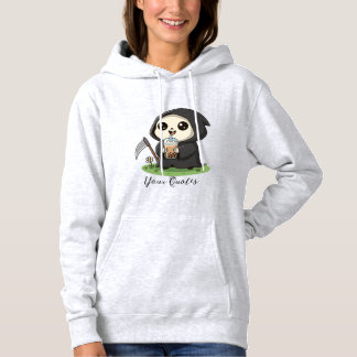 Süßer Sensenmann beim Trinken von Boba-Tee Hoodie