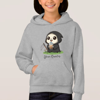 Süßer Sensenmann beim Trinken von Boba-Tee Hoodie