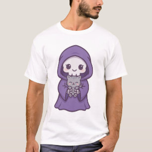 Süßer Sensenmann-Kätzchen-Halloween-Kunst T-Shirt