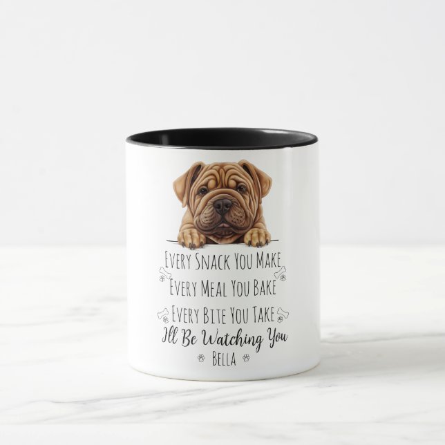 Süßer Shar Pei Hund Lustige Anpassung Tasse (Zentrum)
