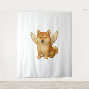 Süßer Shiba Inu Engel Cartoon glücklicher Hund Wandteppich