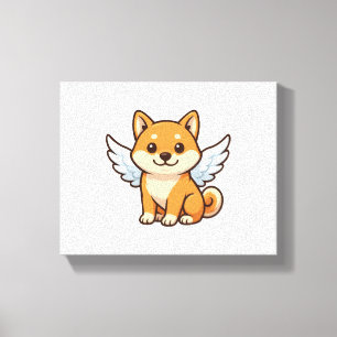 Süßer Shiba Inu Engel Cartoon Hund Glück Leinwanddruck