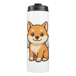 Süßer Shiba Inu Engel Cartoon Hund Glück Thermosbecher
