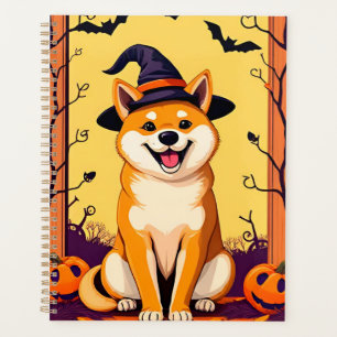 Süßer Shiba Inu in einem Hexenhut Planer