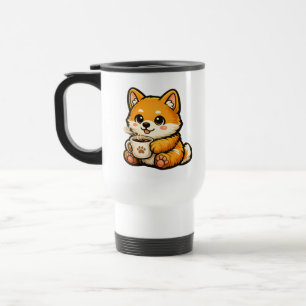 Süßer Shiba Inu mit Kaffee – Gemütliche Hunderillu Reisebecher