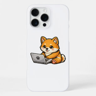 Süßer Shiba Inu mit Laptop – Gemütliche Hundeillus iPhone 16 Pro Max Hülle