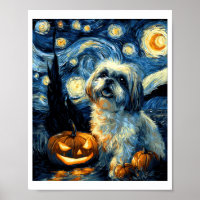 Süßer Shih Tzu Hund Halloween Jack O Lantern Kürbi